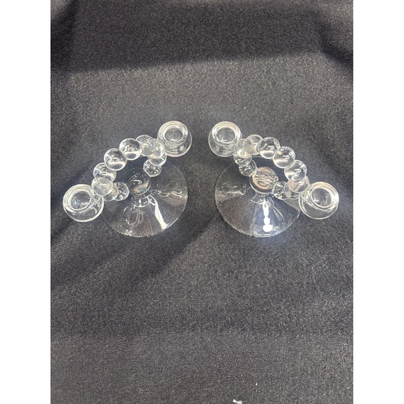 Glass Candlestick Holders for Tapered Candles, Modern Bubble Design (Set of 2) - Picture 1 of 13